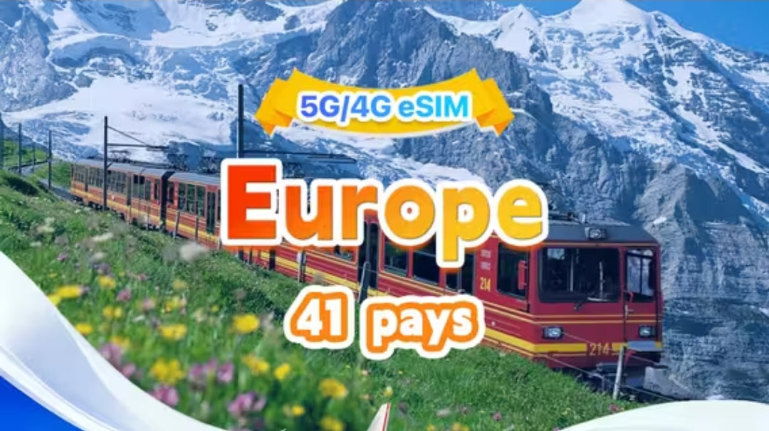 eSIM européenne universelle 5G/4G I
Compatible multi-réseaux, compatible avec
All Al et TikTok 1 500 Mo/jour - 50 Go au total
N Durée d'utilisation : 1 à 90 jours Facturation
24h/24 I Code QR